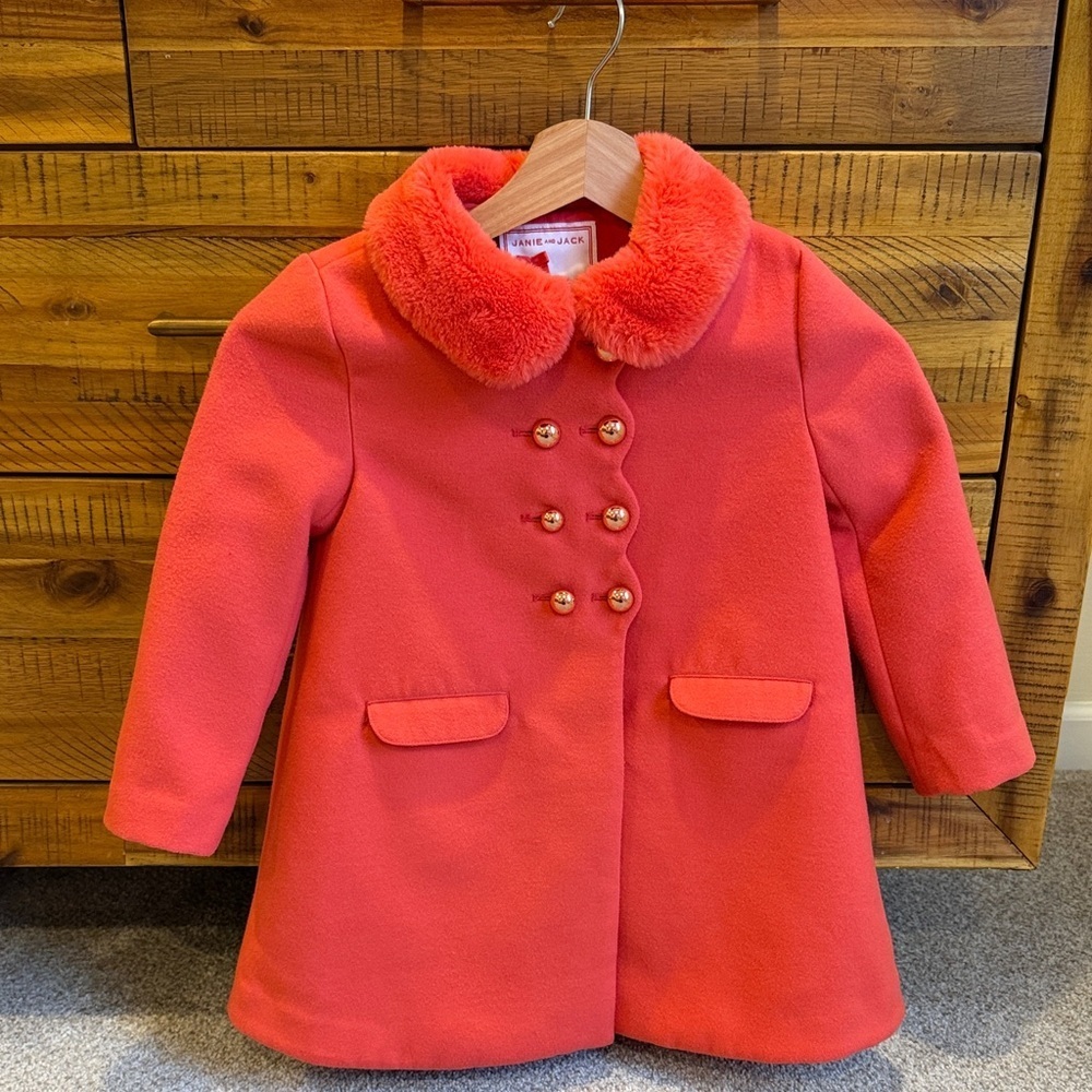 Janie & Jack Kids Vibrant Red Pea Coat
